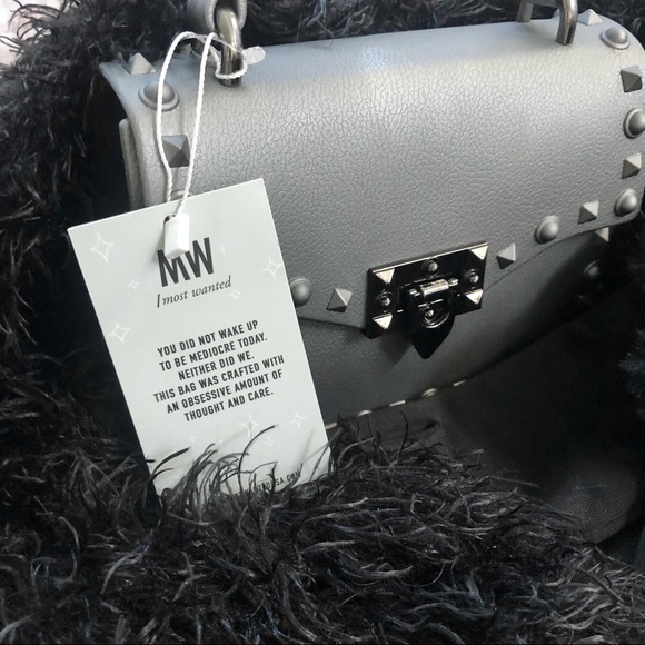 NWT Most Wanted Studded Jelly Mini Purse/Crossbody in Metallic Steel Gray - Picture 8 of 11